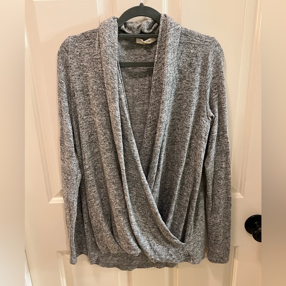 Anthropologie Cross Front Grey sweater!
